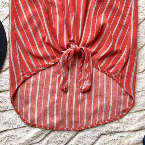 Final Touch Striped Tie-Front High Low Top - Picture 5 of 7